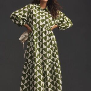 Anthropologie Bettina Tiered Shirt Dress Long Sleeve Dress